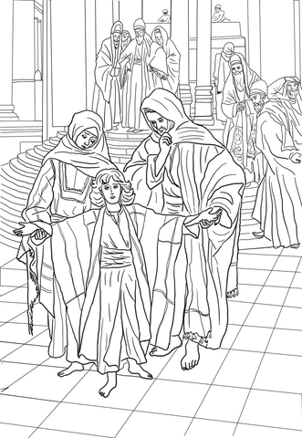 12 Year Old Jesus Found In The Temple Coloring Page